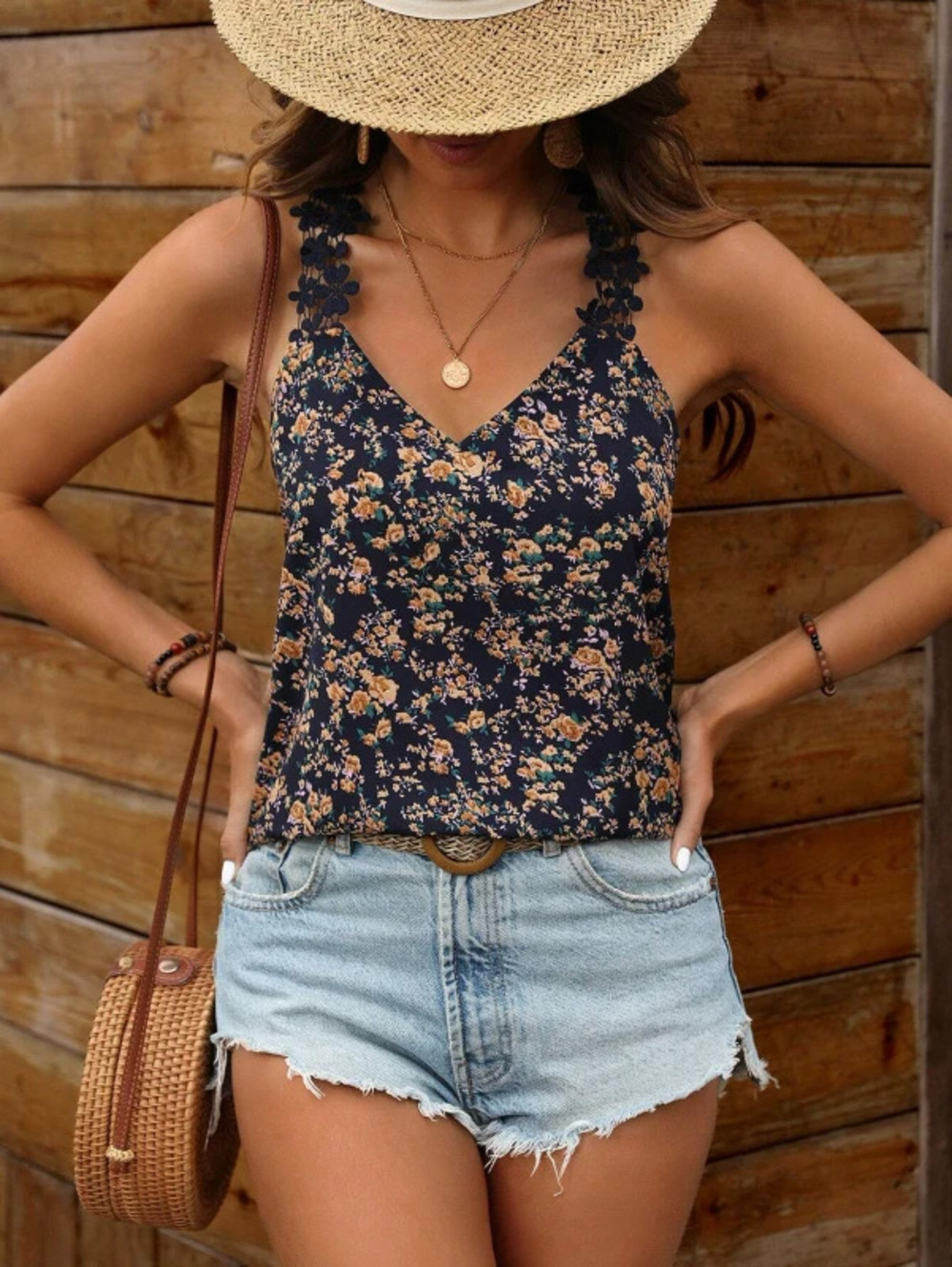 ZARA Lace Trim Spliced Vest